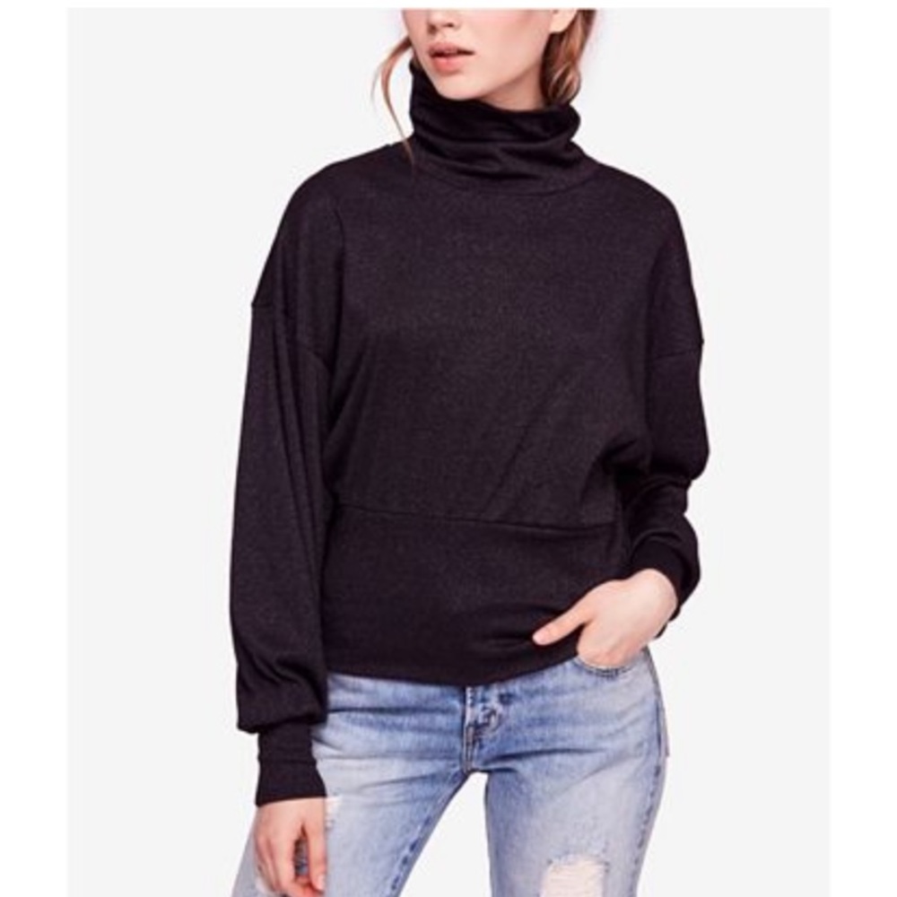 Free People Glam Banded Turtleneck Top